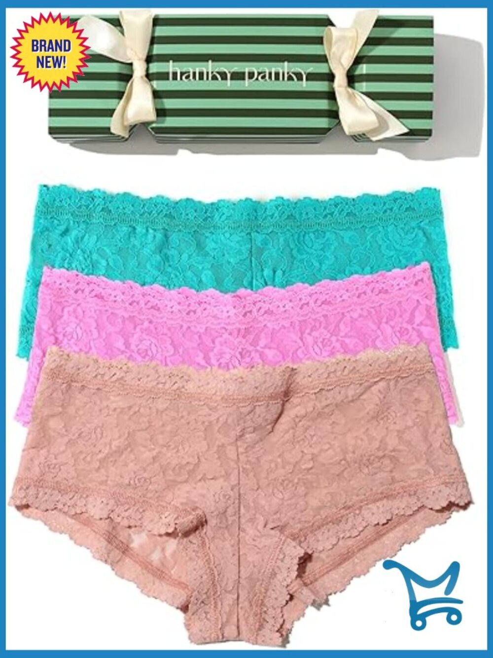 Lace Boy Shorts 3 Pack Mid Rise Signature Stretch Nylon